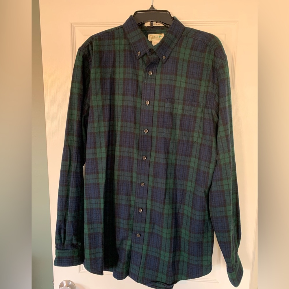 LL Bean Men's Scotch Plaid Flannel Shirt, Slightly Fitted, NWT, L-Tall - Picture 2 of 5